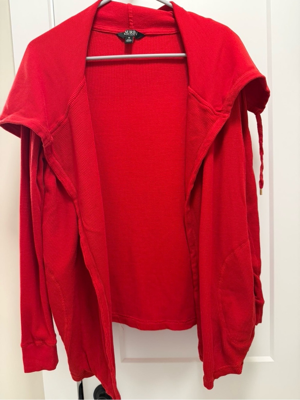 Lauren Ralph Lauren Red Hooded Open Cardigan Jacket